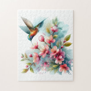 Puzzle OEuvre florale/printanière de colibri