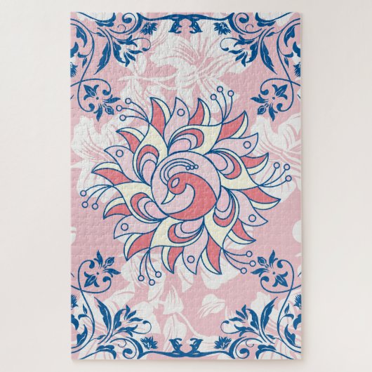 Puzzle Oeuvre florale rose Rangoli (Vertical)