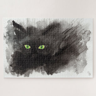 Puzzle Œuvre originale - Chat noir abstrait par Maria Tza
