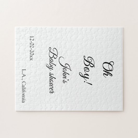 Puzzle oh garçon fille baby shower ajouter nom date année (Horizontal)