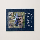 Puzzle Oh What Fun Holiday Photo Modern Blue Christmas (Horizontal)