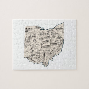 Puzzle Ohio Formé Buckeye Vintage Ohioan Carte d'image