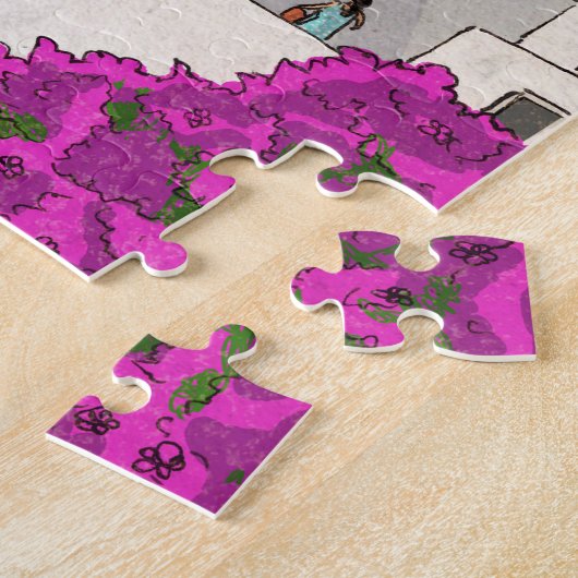 Puzzle Oia Santorini Île Grèce Illustration lunaire (Côté)