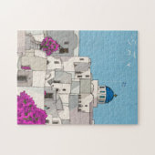 Puzzle Oia Santorini Île Grèce Illustration lunaire (Horizontal)
