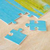 Puzzle Oie-bébé jaune avec eau bleu clair (Côté)