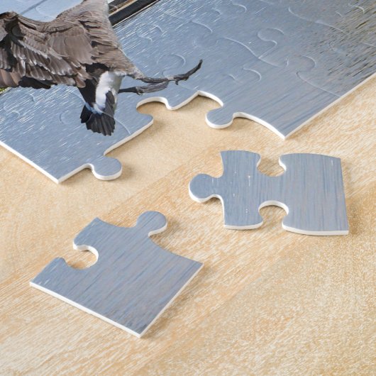Puzzle Oies du Canada débarquant sur l'étang (Côté)