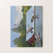 Puzzle Oies du Canada débarquant sur l'étang (Vertical)