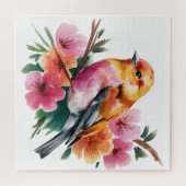 Puzzle Oiseau à Fleur Rose (Horizontal)