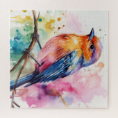 Puzzle oiseau aquarelle avec arbre fruitier (Horizontal)