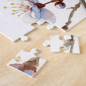 Puzzle Oiseau bleu Art de la floraison printanière (Côté)