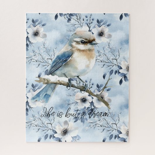 Puzzle Oiseau bleu sur une branche d'arbre (Vertical)