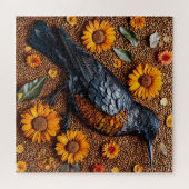 Puzzle Oiseau coloré disposé avec des tournesols (Horizontal)