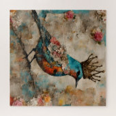 Puzzle Oiseau dans un collage médiatique mixte de la Cour (Horizontal)