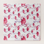 Puzzle Oiseau d'aquarelle de Flamant rose exotique (Horizontal)