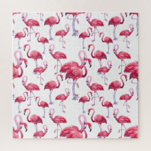 Puzzle Oiseau d'aquarelle de Flamant rose exotique