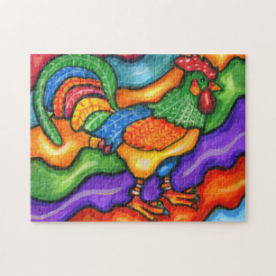Puzzle Oiseau de coq Abstrait Art coloré animal