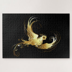 Puzzle Oiseau d'or sur Arrière - plan noir