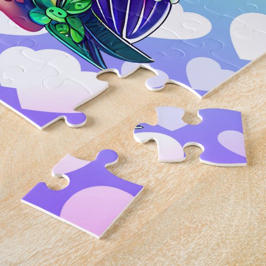 PUZZLE OISEAU ET COEURS EN COURS (Côté)