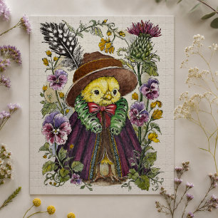 Puzzle Oiseau fantaisiste en tenue victorienne avec fleur