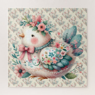 Puzzle Oiseau folklorique floral au charme bohème pastel