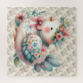 Puzzle Oiseau folklorique floral au charme Pastel Boho (Horizontal)