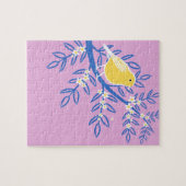 Puzzle Oiseau jaune illustré sur un Arrière - plan rose (Horizontal)
