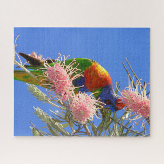 Puzzle Oiseau Loriquet Arc-en-Ciel Coloré Mangeant du Nec