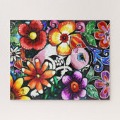 Puzzle Oiseau Macareux Abstrait Fantaisiste Dans Des Fleu (Horizontal)
