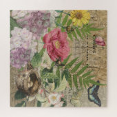 Puzzle Oiseau Nid Floral Jardin Fleur Papillon Art (Horizontal)