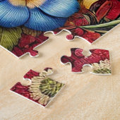 Puzzle Oiseau parmi des fleurs colorées (Côté)