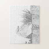 Puzzle - Oiseau sur la clôture à la couleur (Vertical)