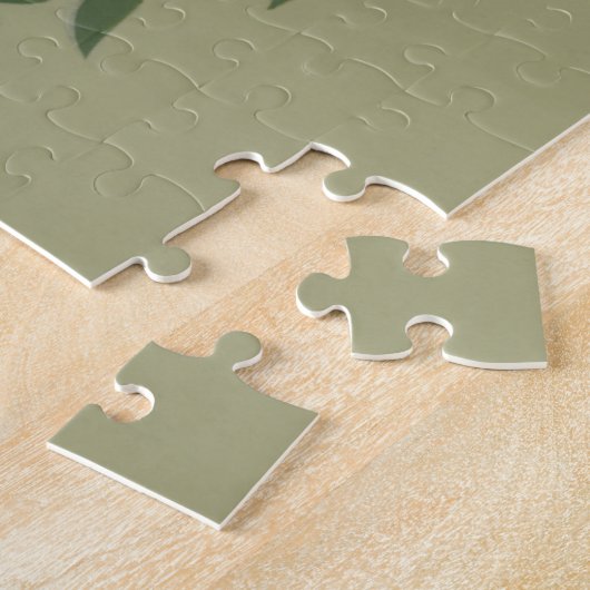 Puzzle Oiseau vert perché sur une branche verte (Côté)