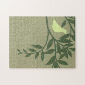 Puzzle Oiseau vert perché sur une branche verte (Horizontal)