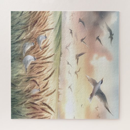 Puzzle Oiseaux au-dessus d'un champ de maïs (Horizontal)