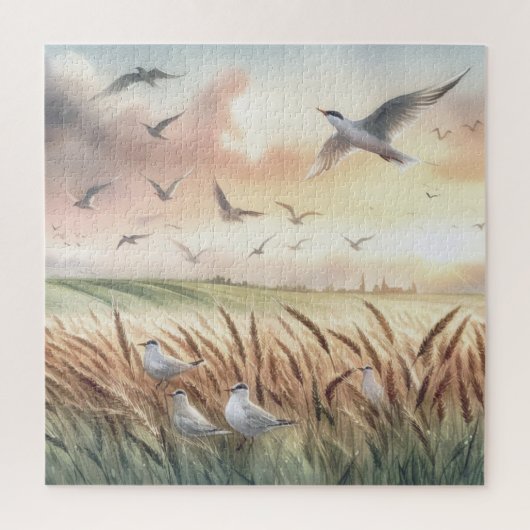 Puzzle Oiseaux au-dessus d'un champ de maïs (Vertical)