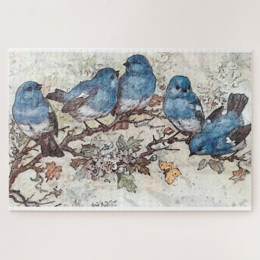 Puzzle Oiseaux bleus (Horizontal)