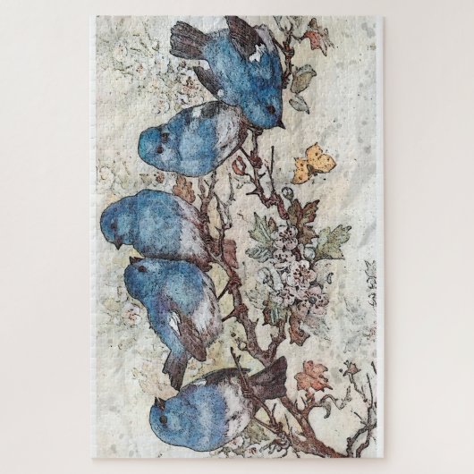 Puzzle Oiseaux bleus (Vertical)