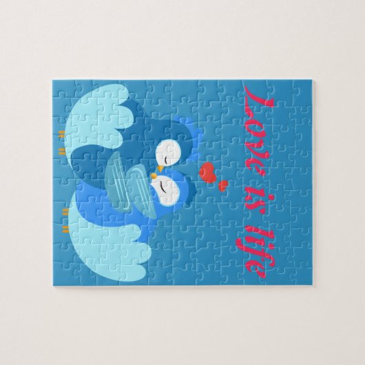 Puzzle oiseaux bleus amoureux (Horizontal)