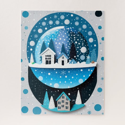 Puzzle Oiseaux bleus d'hiver en amour Mariage de Noël (Vertical)