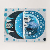 Puzzle Oiseaux bleus d'hiver en amour Mariage de Noël (Horizontal)