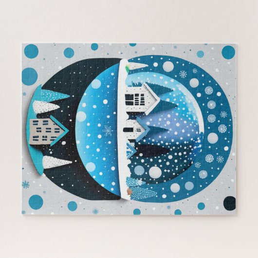 Puzzle Oiseaux bleus d'hiver en amour Mariage de Noël (Horizontal)