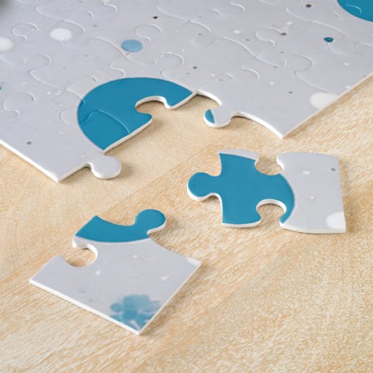 Puzzle Oiseaux bleus d'hiver en amour Mariage de Noël (Côté)