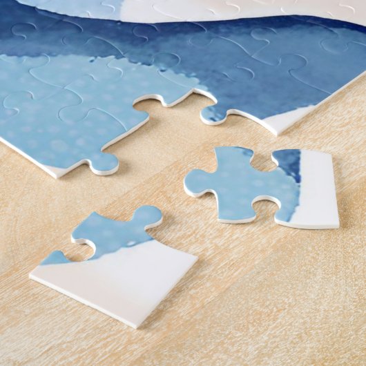 Puzzle Oiseaux bleus volant | Aquarelle moderne (Côté)