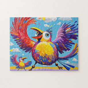Puzzle Oiseaux coloré art abstrait gras géant mignon drôl