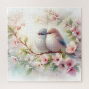 Puzzle Oiseaux d'amour printaniers Fleur de cerisier Flor