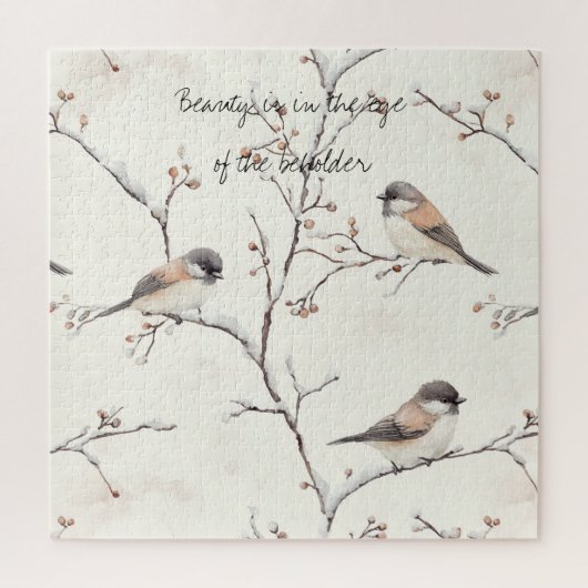 Puzzle Oiseaux dans un arbre d'hiver (Vertical)