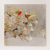 Puzzle Oiseaux de neige d'hiver de l'or Noël (Vertical)