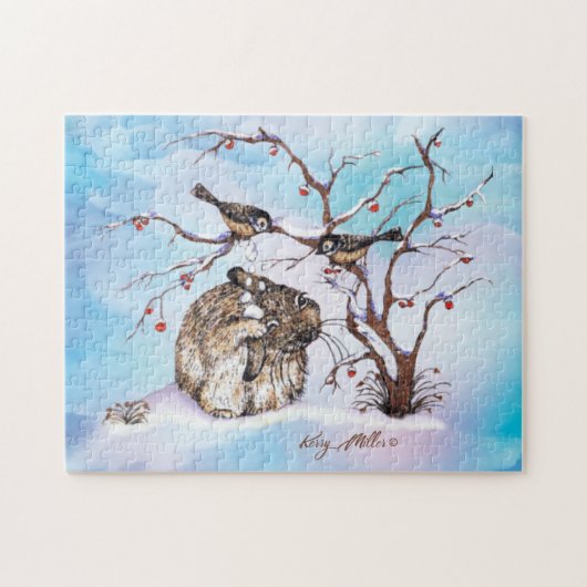 Puzzle Oiseaux De Neige Et Lapin (Horizontal)