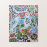 Puzzle Oiseaux en papier I<br><div class="desc">Cette impression sucrée présente des oiseaux en papier coloré | Par les champs Karen</div>