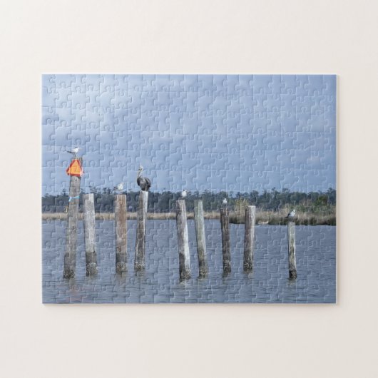 Puzzle Oiseaux en poste dans le lac (Horizontal)